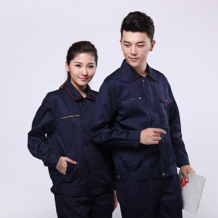 藏青拼大紅超市工作服AC099-CS