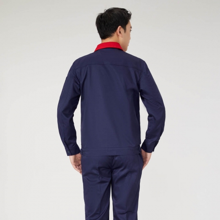 寶藍拼大紅色工作服AC2201-1